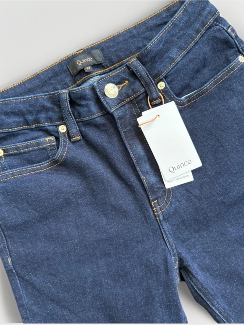 Quince Women’s Bella Stretch Straight Jeans Dark Rinse Sz 27 NWT